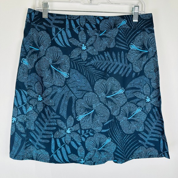 Rip Skirt Hawaii Blue Floral Tropical Print Womens M Coastal Resort Vacation - Picture 1 of 7